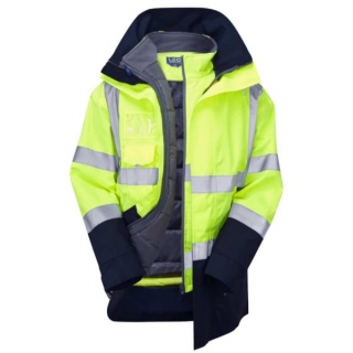Leo Workwear 3-in-1 Clovelly Yellow and Navy Anorak with Torrington Yellow Bodywarmer